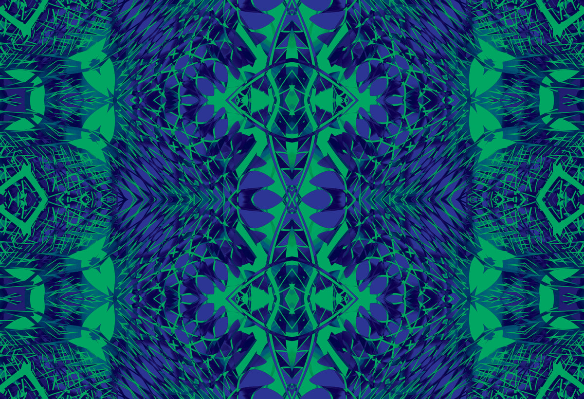 Blue & Green Modern Baroque Maximalist - BELLAGIO Wallpaper in your room — zoomed