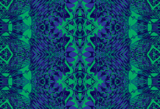 Blue & Green Abstract Ornamental Lattice- AMBER DESIGN Wallpaper