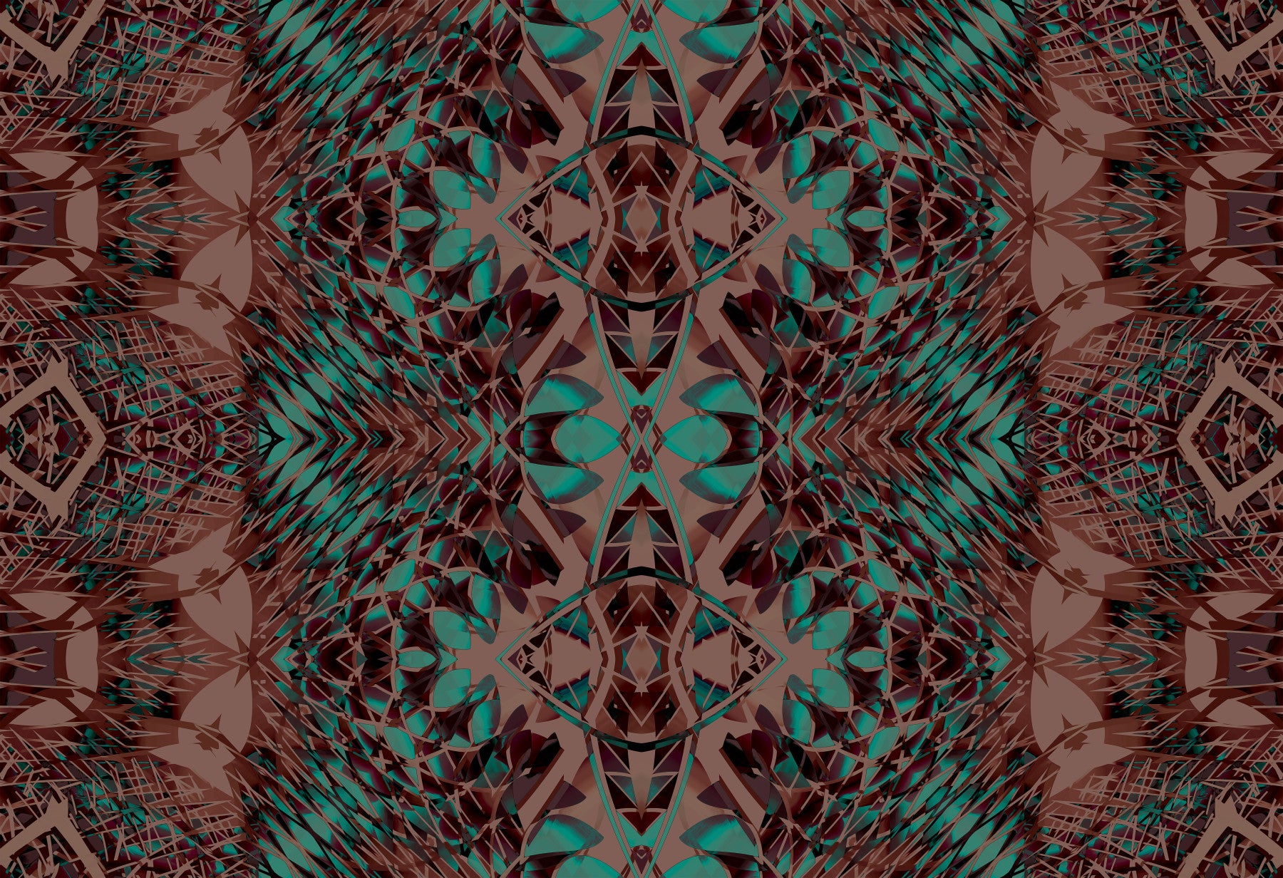 Teal & Brown Intricate Abstract Ornamental Wallpaper - AMBER DESIGN Wallpaper