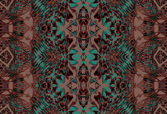 Teal & Brown Abstract Ornamental Lattice - AMBER Wallpaper