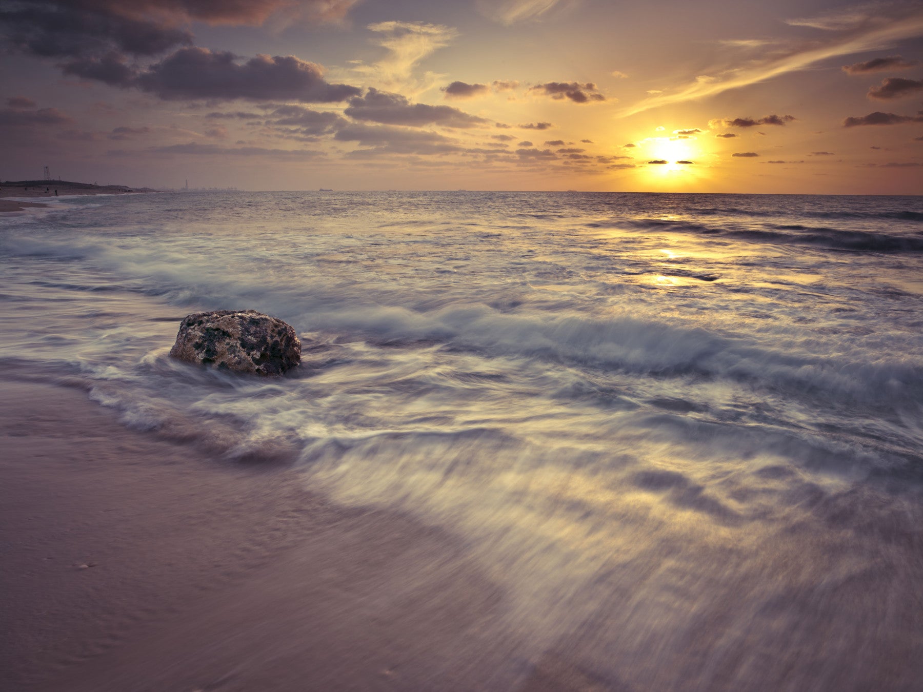 Golden Seashore Sunset View Wall Mural