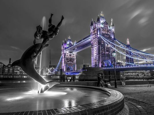 London Bridge Night Fountain View Wall Mural