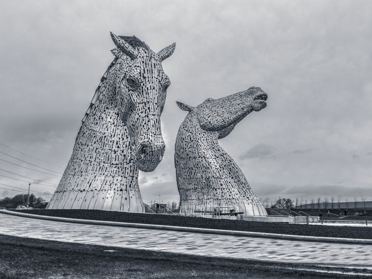 Metallic Horse Heads Architectural View Wall Mural in your room