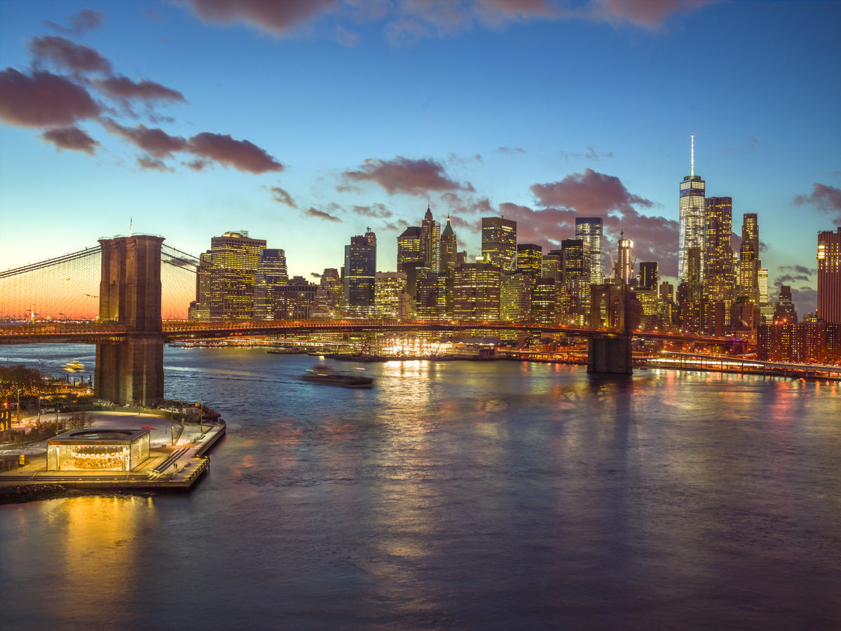 Brooklyn Bridge Twilight Panorama Wall Mural in your room