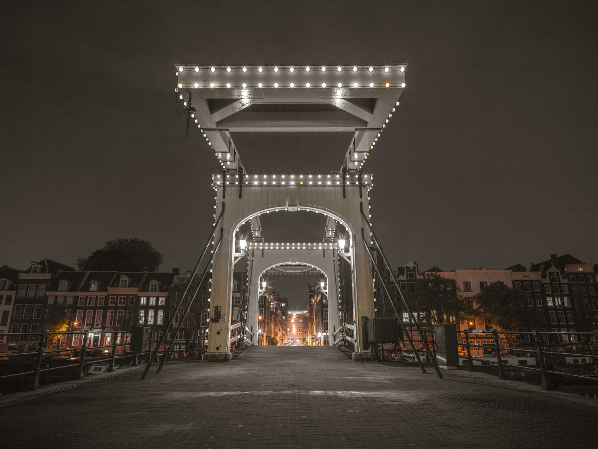 Illuminated Canal Crossing Wall Mural in your room — zoomed