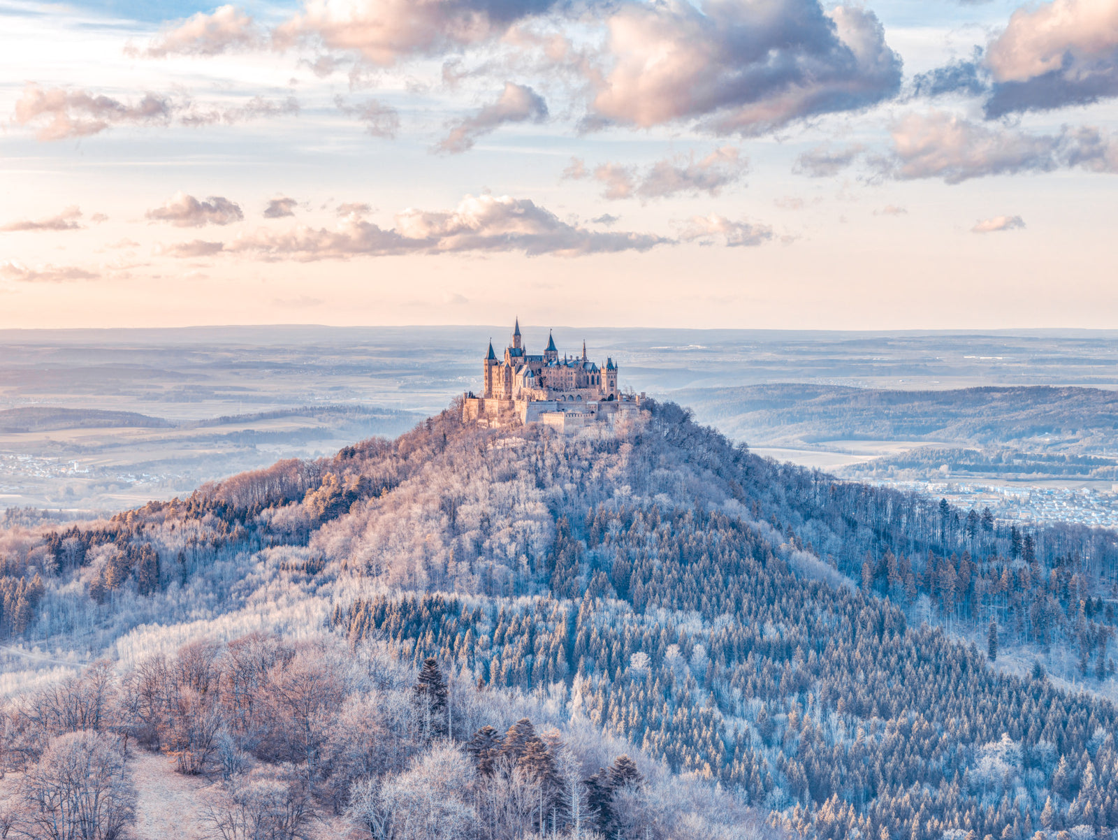 Misty Mountain Fortress Panorama Wall Mural in your room
