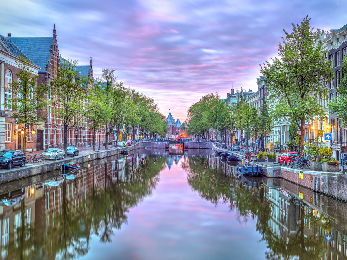 Twilight Amsterdam Canal Scene Wall Mural in your room — zoomed