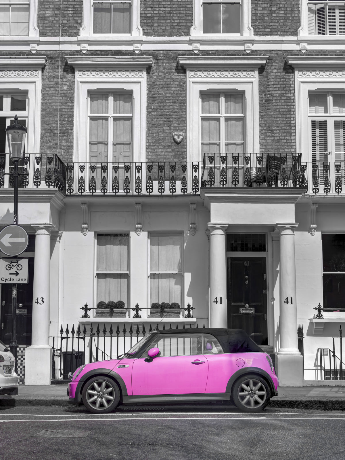 Urban Pink Pop Monochrome Wall Mural in your room — zoomed