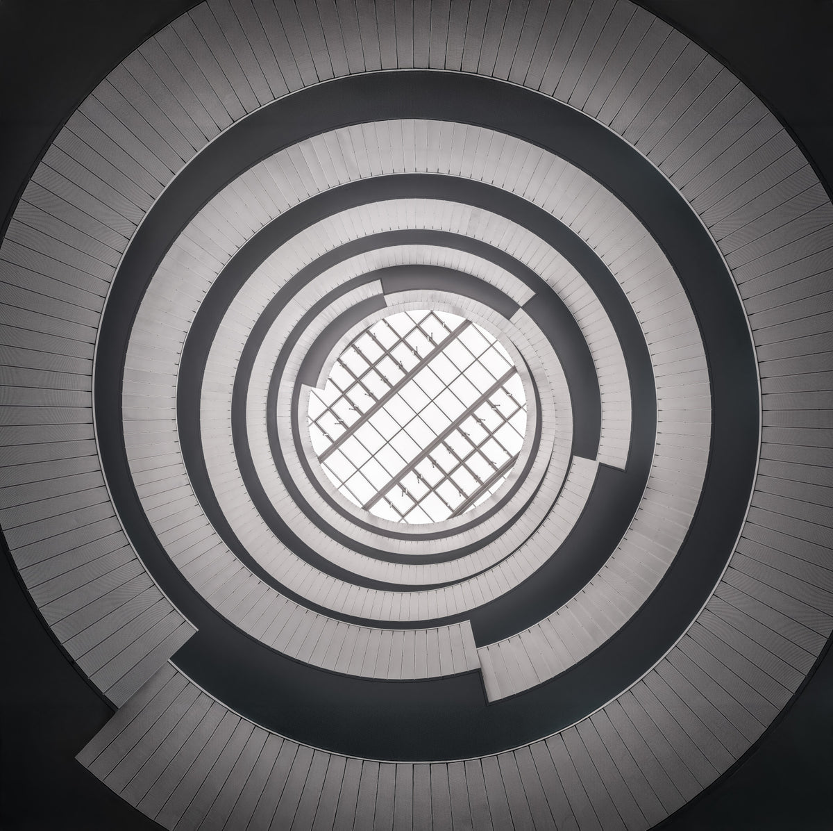 Concentric Skylight Perspective Wall Mural in your room — zoomed