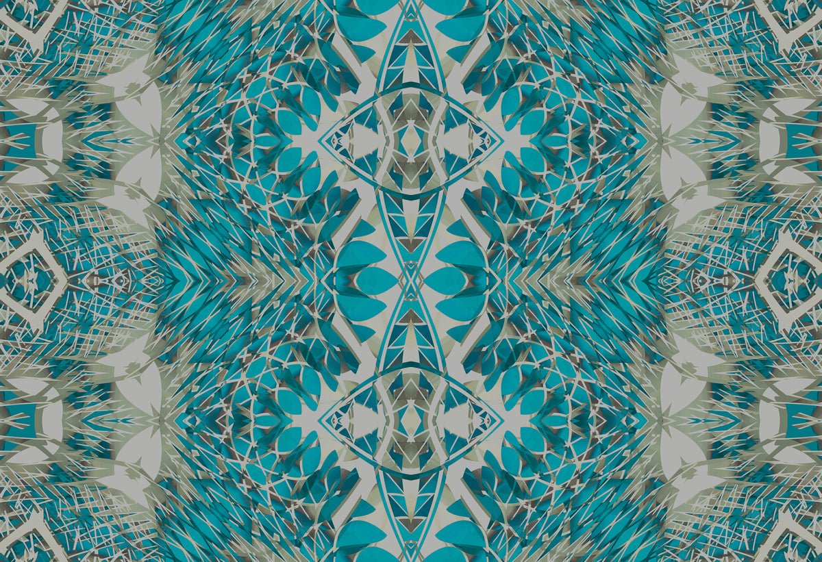 Teal & Gray Contemporary Baroque - BELLAGIO Wallpaper in your room — zoomed