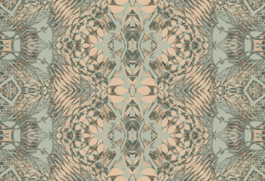 Peach & Sage Abstract Ornamental Lattice - AMBER  Wallpaper⁠