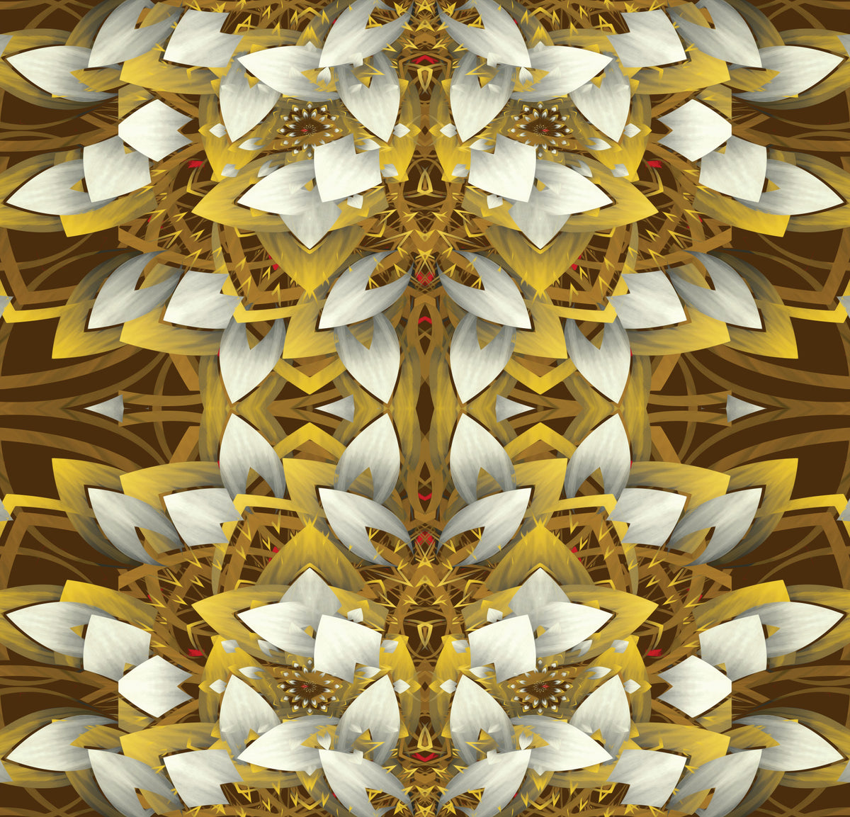 Brown and Gold Maximalist Geometric Bloom - IKEBANA Wallpaper⁠ in your room — zoomed