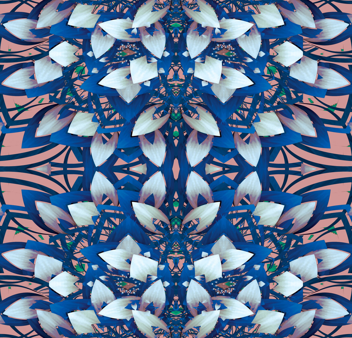 Pink & Blue Maximalist Geometric Bloom - IKEBANA Wallpaper⁠ in your room