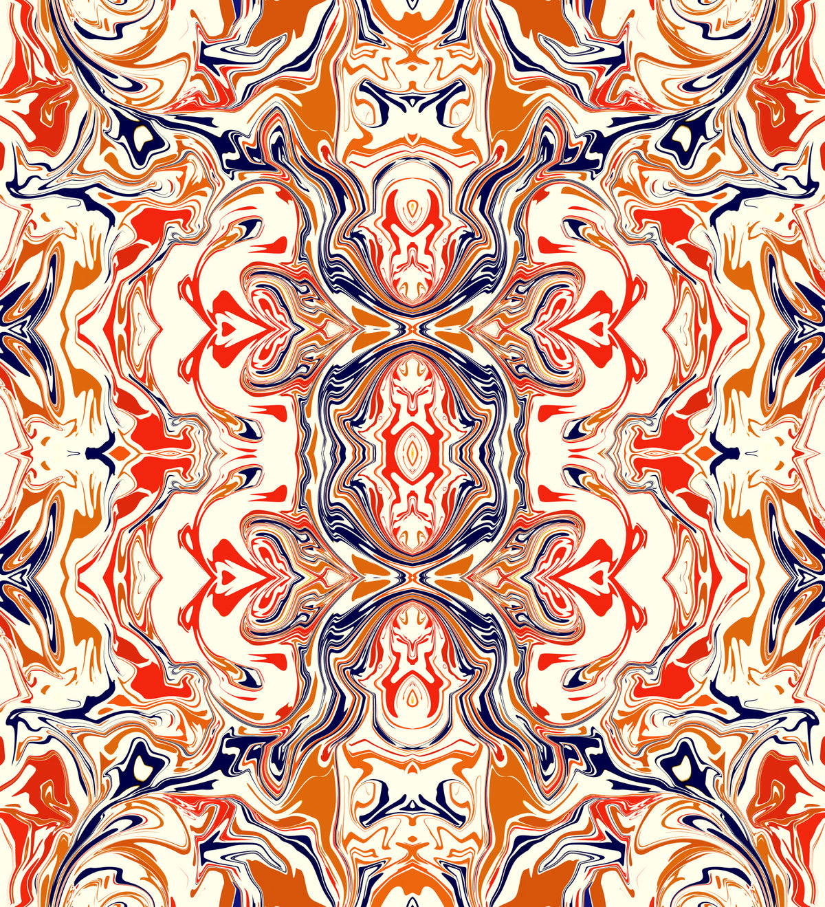 Orange & Red Contemporary Ornamental Tile - ANDORRA Wall Mural in your room — zoomed