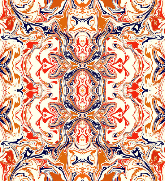 Orange & Red Contemporary Ornamental Tile - ANDORRA Wall Mural