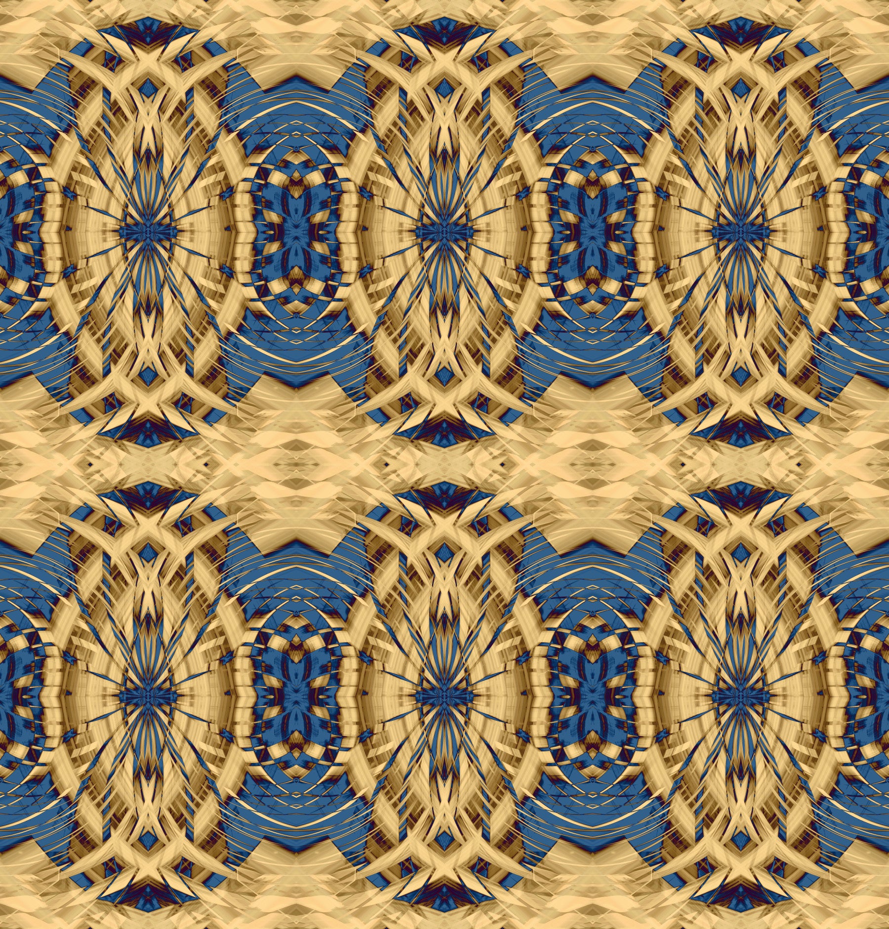 Cobalt Blue & Gold Retro Geometric Medallion - MOSQUITO  Wallpaper⁠ in your room — zoomed