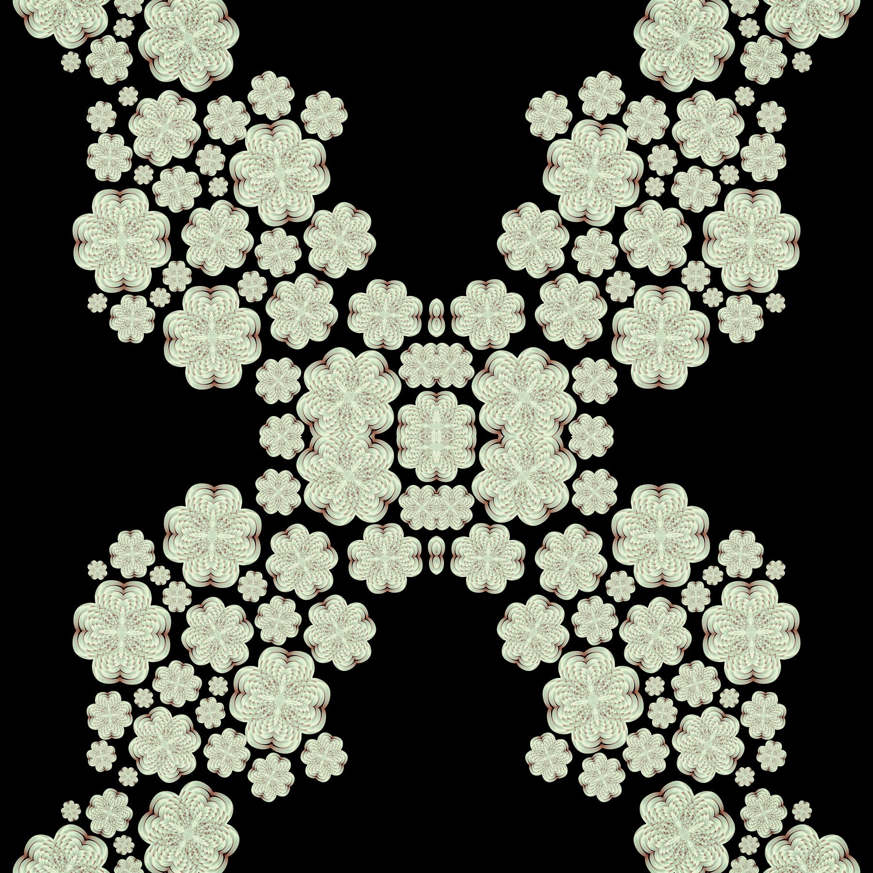 Black & Ivory Diamond Floral Lattice – CARDAMINE Wallpaper⁠