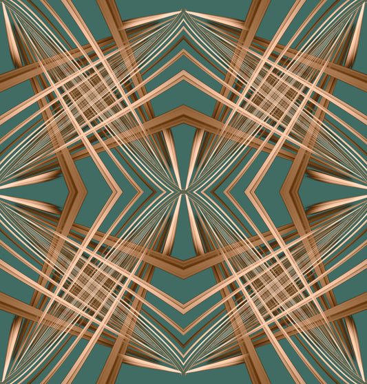 70s Retro Teal and Copper Geometric Lattice - OCTOBER Wallpaper⁠