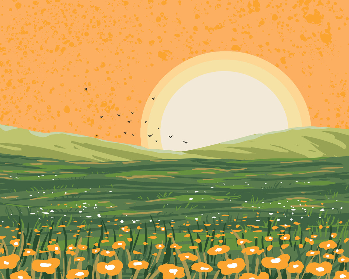 Sunset Wall Mural in your room — zoomed