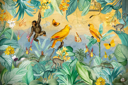 Botanical Jungle Adventure Scene Wall Mural