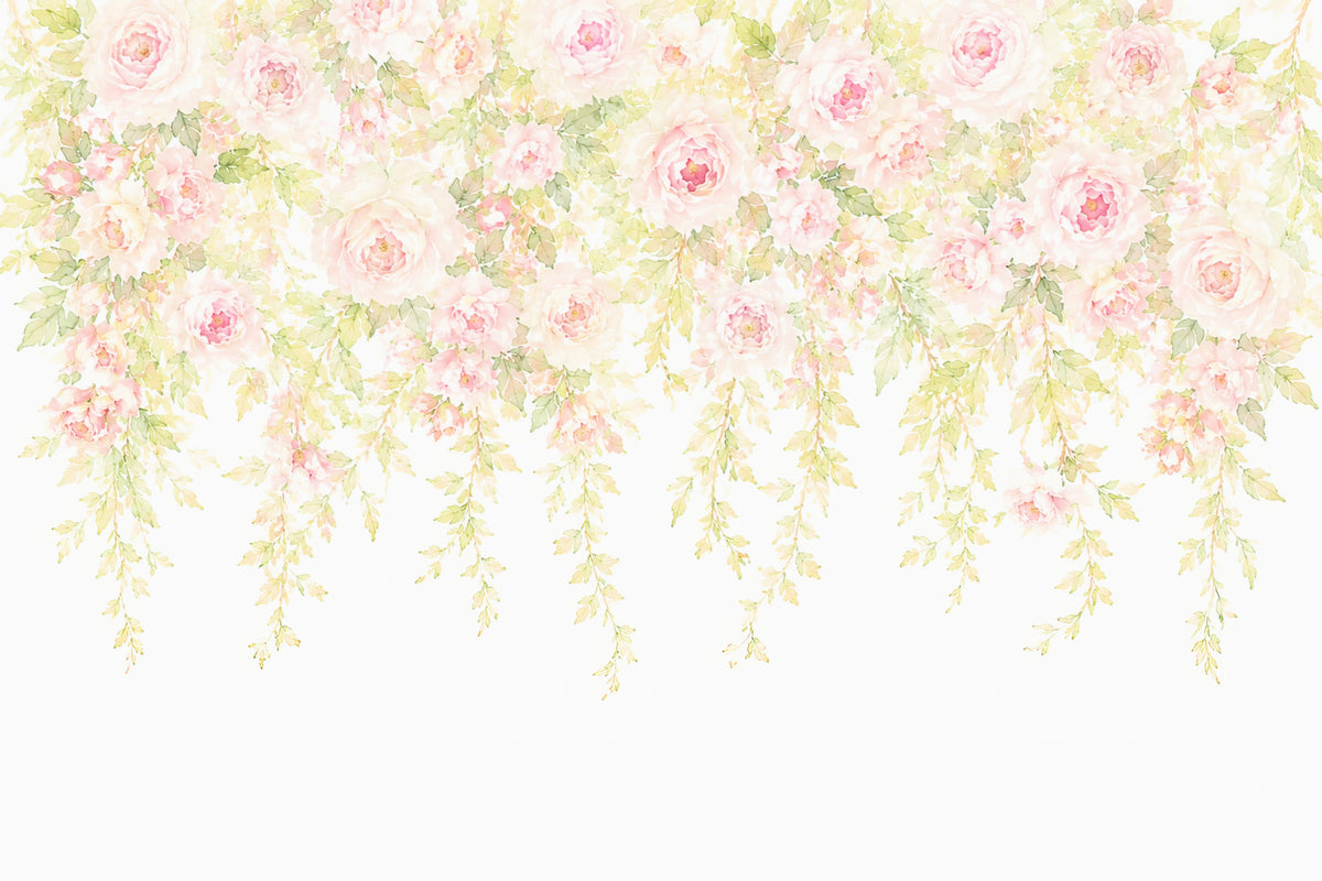 Soft Blush Rose Cascades Wall Mural