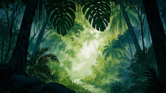 Verdant Tropical Forest Glade Wall Mural