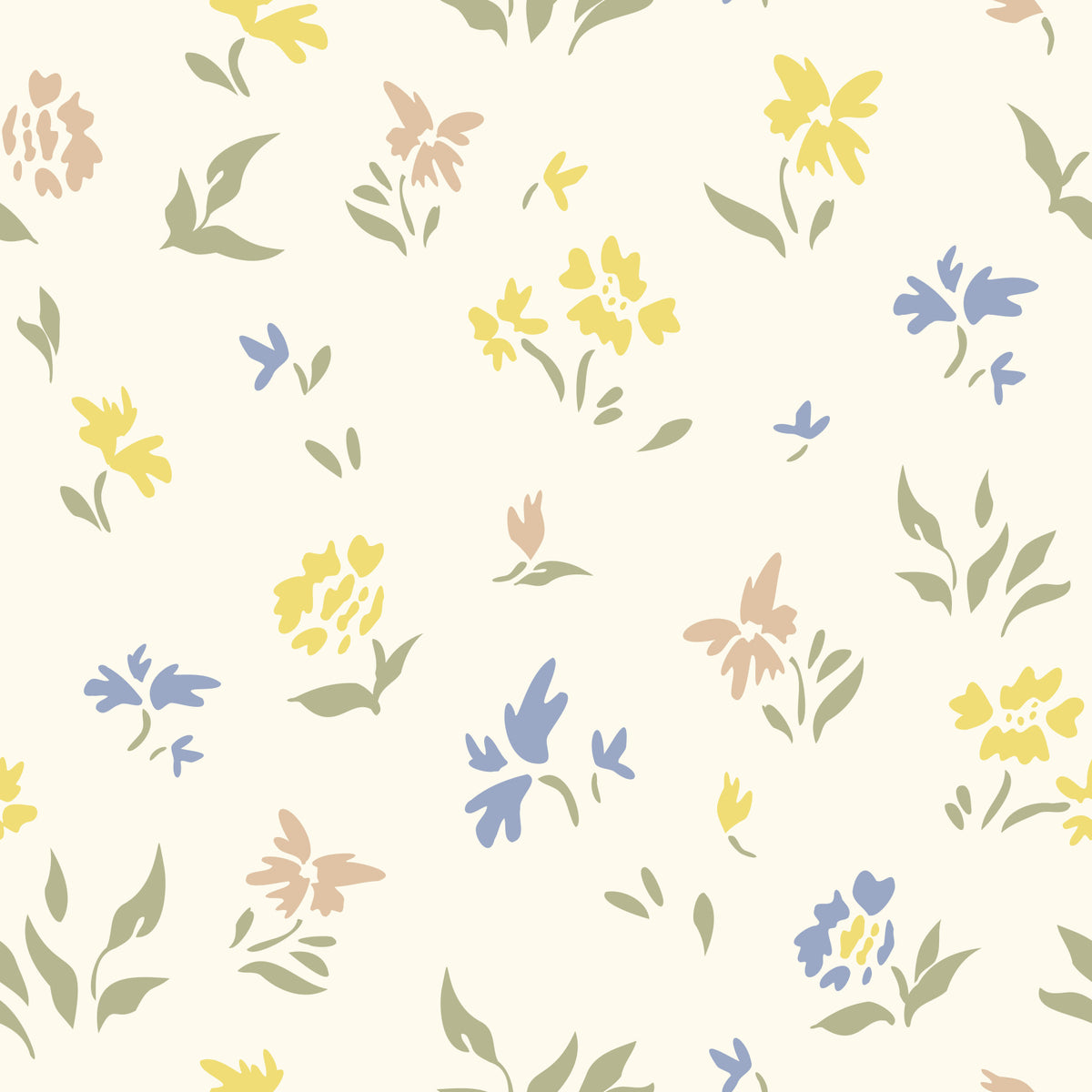 Pastel Blossom Flowers Subtle Nursery Deign Wallpaper⁠ in your room — zoomed