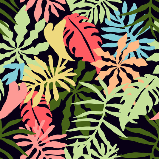 Vibrant Tropical Jungle Foliage Pattern Wallpaper⁠