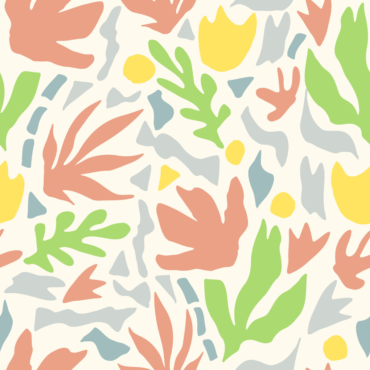 Abstract Matisse Inspired Botanical Cutouts Wallpaper⁠ in your room — zoomed