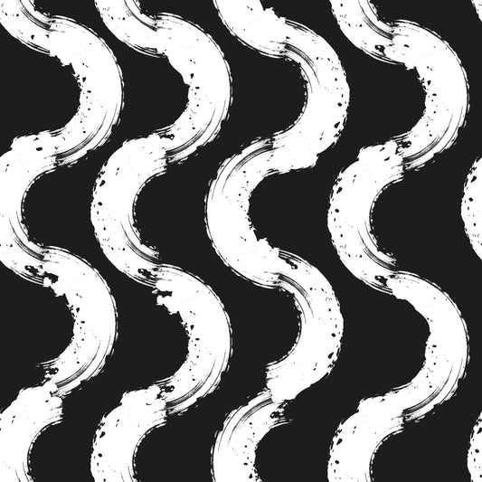 Monochrome Wavy Brushstroke Rhythm Wallpaper⁠