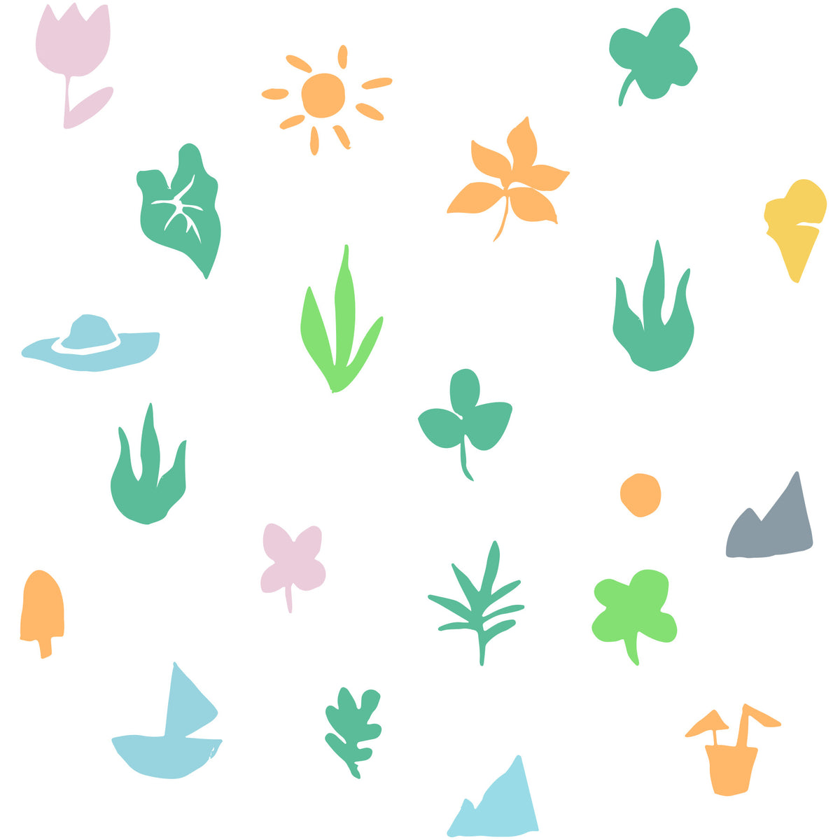 Summer Doodle Motif Wallpaper⁠ in your room