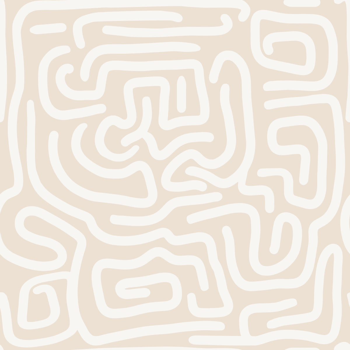 Abstract Cream Maze Pattern Wallpaper⁠ in your room