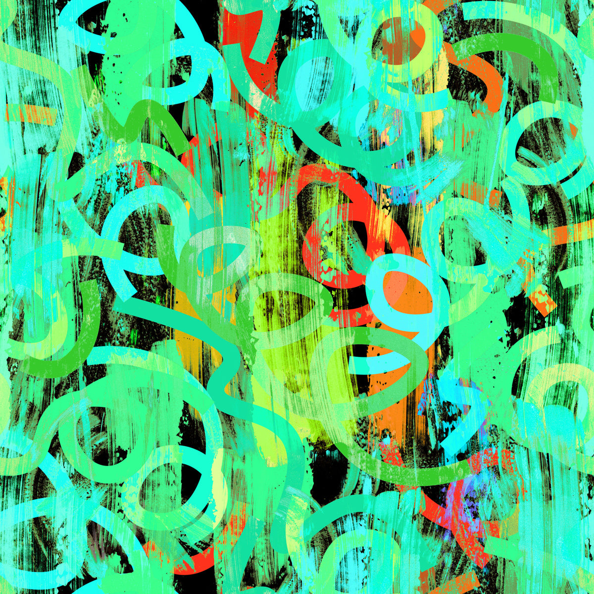 Neon Scribble Abstract Wallpaper⁠ in your room