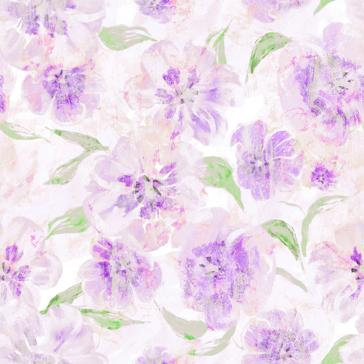 Lavender Brushstroke Floral Wallpaper⁠ in your room — zoomed