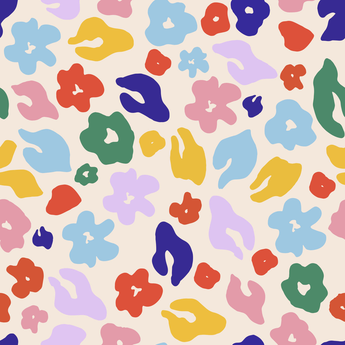 Retro Floral Pop Pattern Wallpaper⁠ in your room