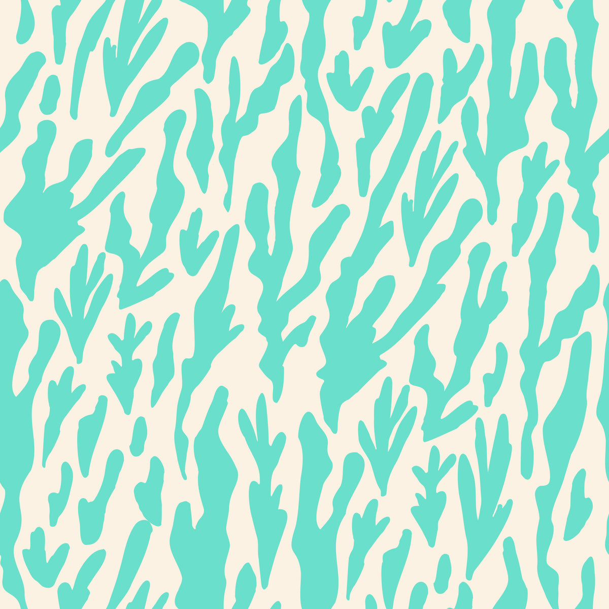 Minimalist Teal Botanical Waves Wallpaper⁠ in your room — zoomed