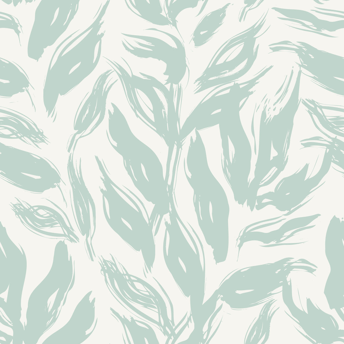 Sage Brushstroke Foliage Motif Wallpaper⁠ in your room — zoomed