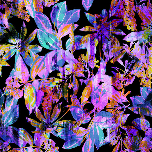 Vibrant Neon Tropical Foliage Wallpaper⁠