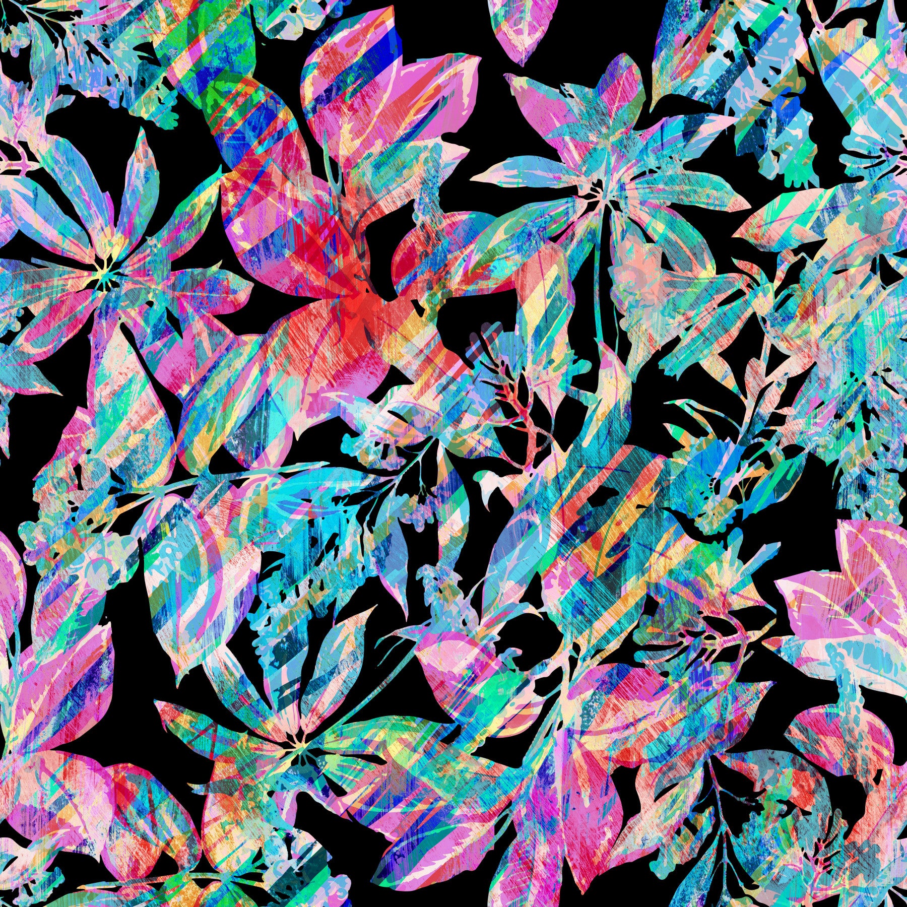 Chromatic Tropical Foliage Wallpaper⁠