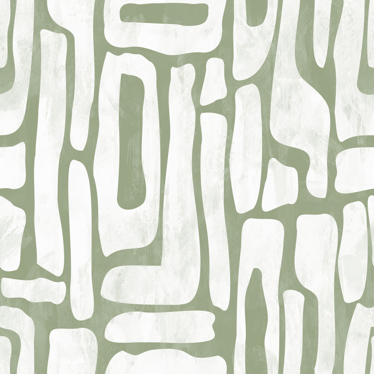 Sage Green Organic Abstract Shapes Wallpaper⁠ in your room
