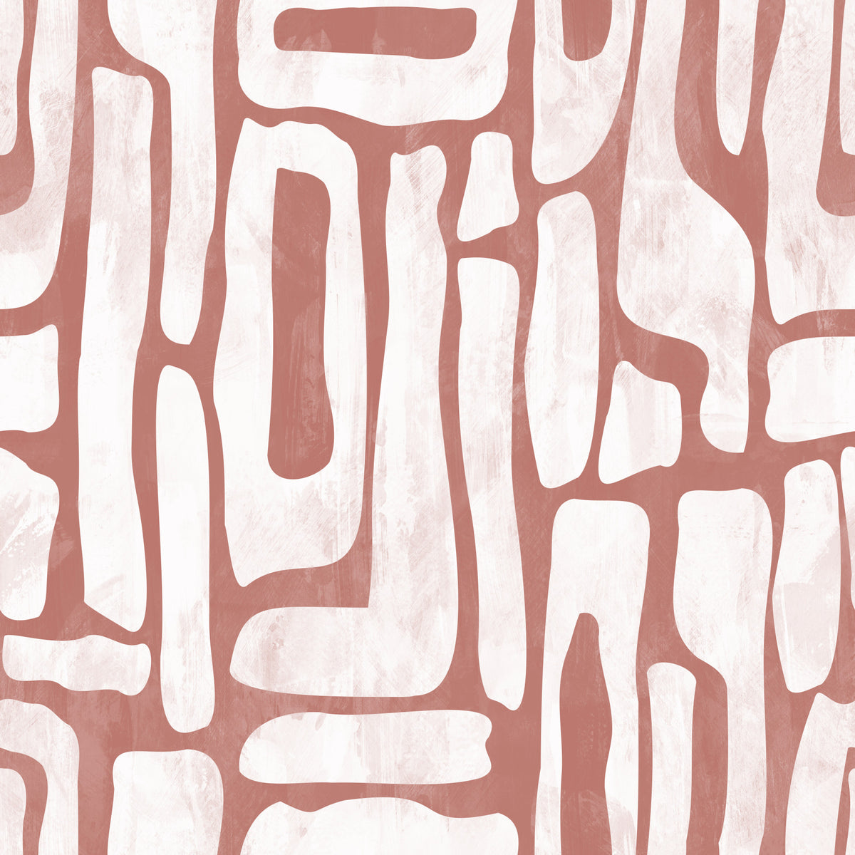 Abstract Terracotta Organic Shapes Wallpaper⁠ in your room — zoomed