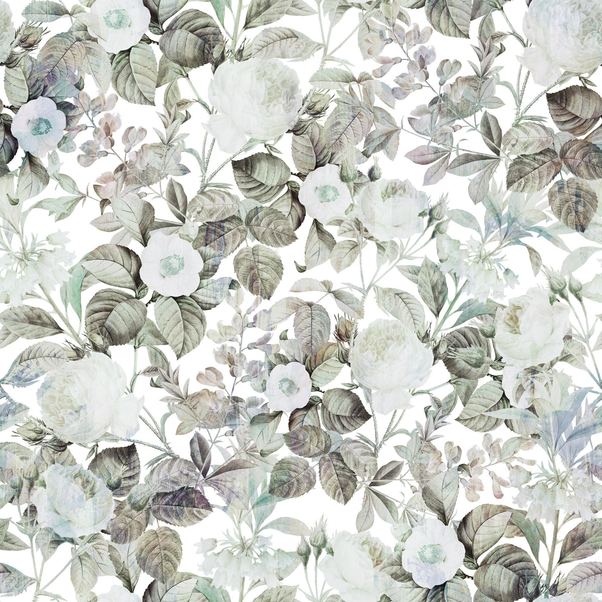 Vintage Botanical Rose Garden Wallpaper⁠ in your room — zoomed