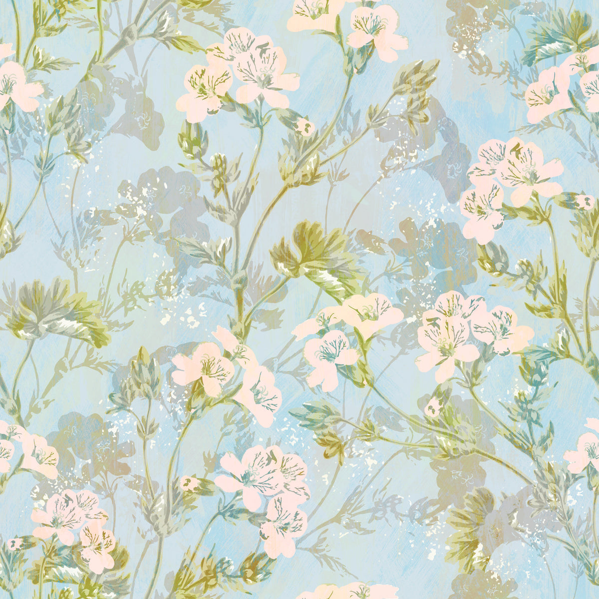 Soft Watercolor Meadow Flora Wallpaper⁠ in your room — zoomed