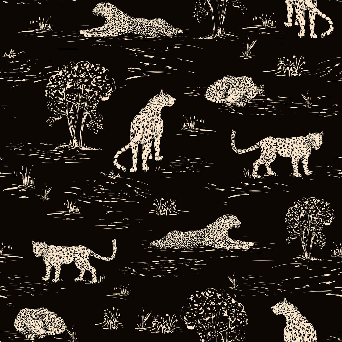 Leopard Sketch Savanna Wallpaper⁠ in your room — zoomed