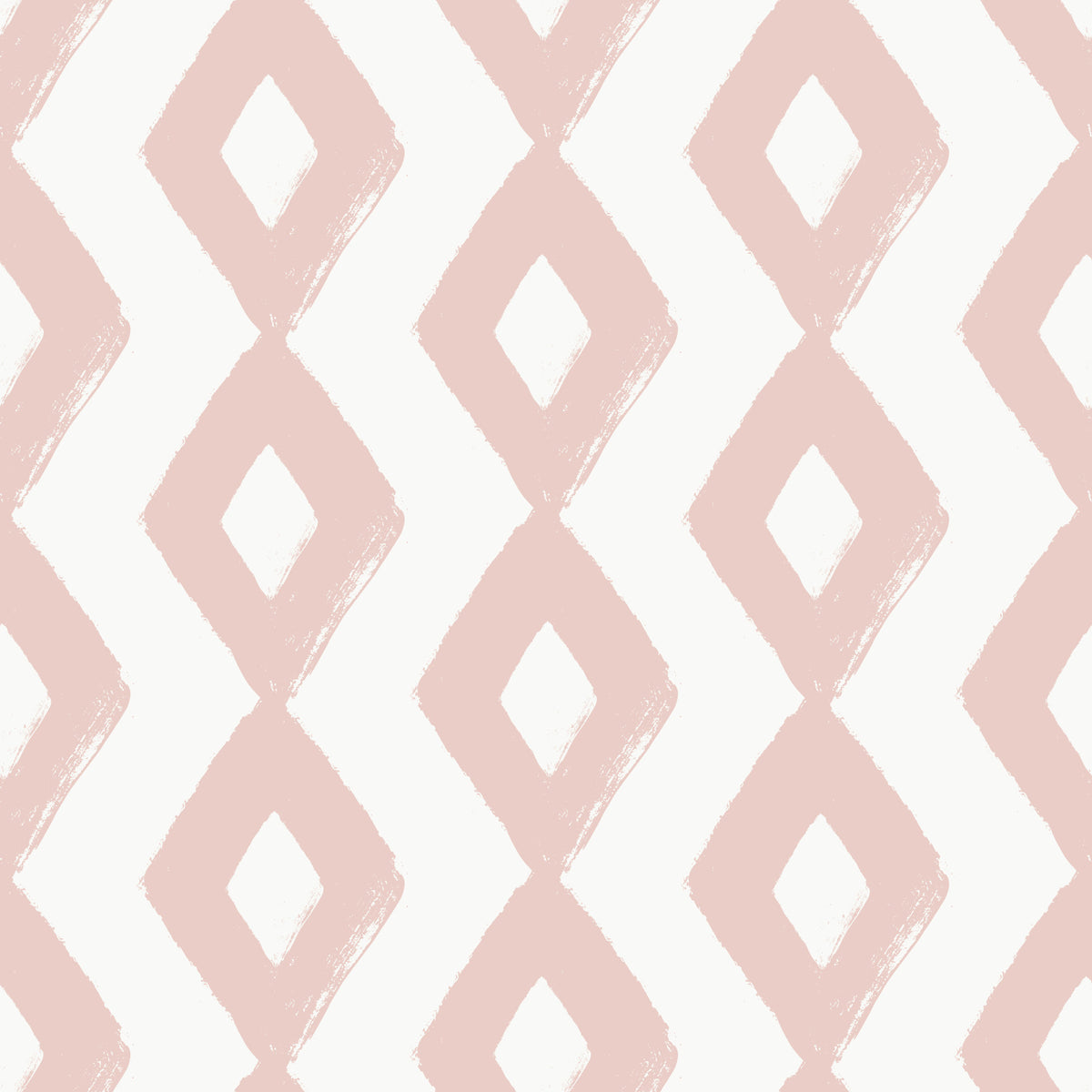 Soft Blush Hand-Painted Diamond Geometric Wallpaper⁠ in your room — zoomed