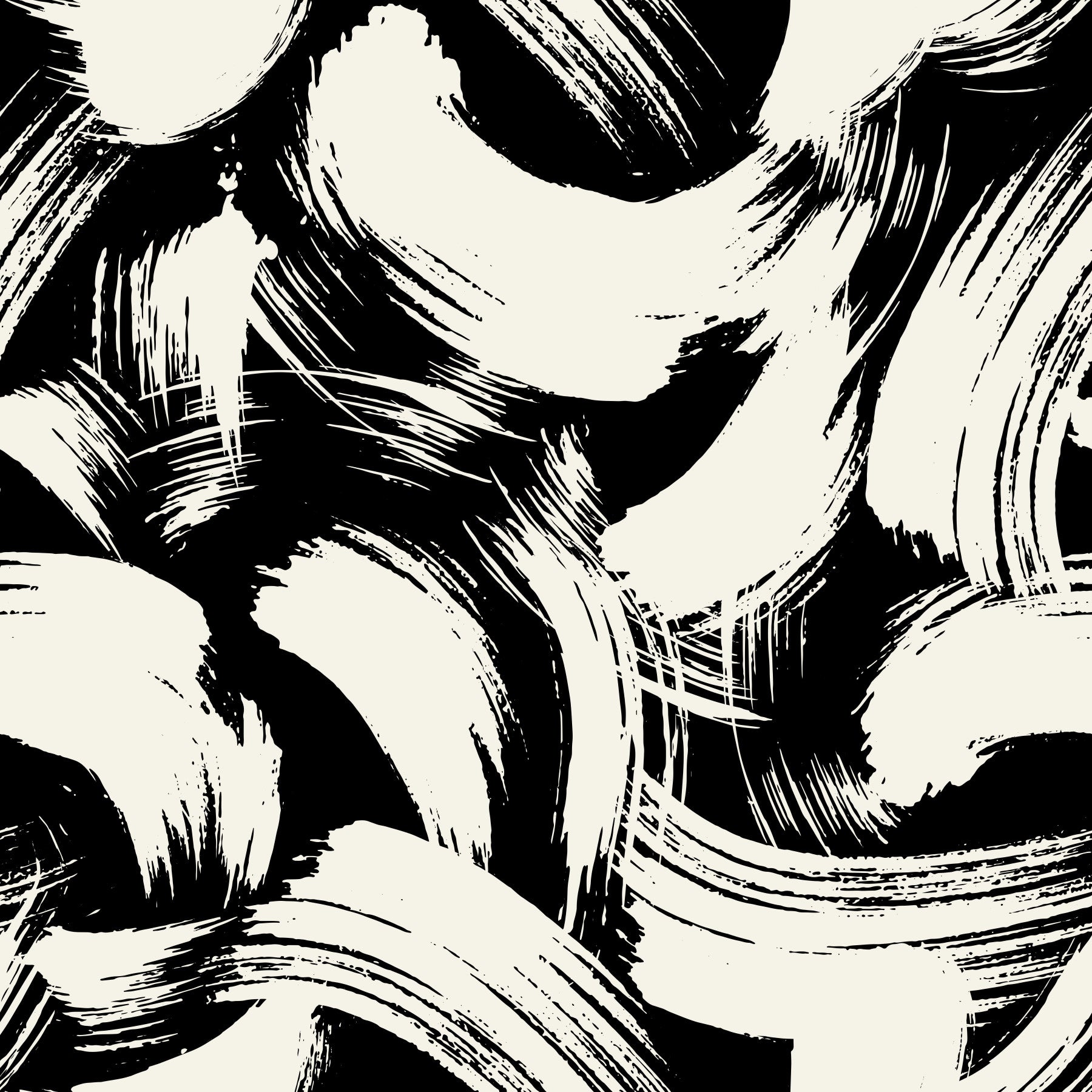 Monochrome Swirl Brushstrokes Wallpaper⁠