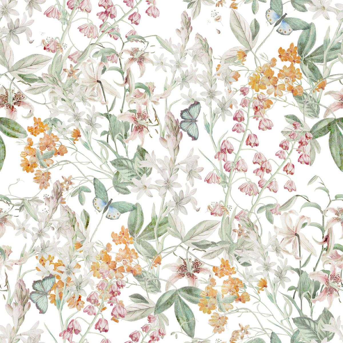 Botanical Butterfly Garden Meadow Wallpaper⁠ in your room