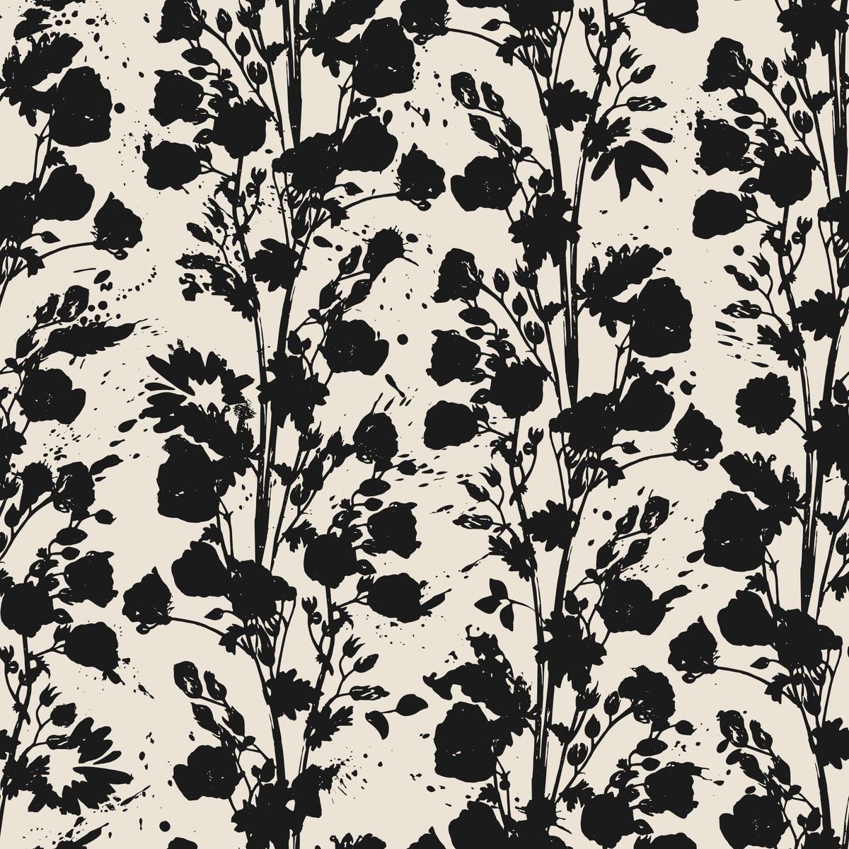 Ink Blossom Silhouette Wallpaper⁠ in your room