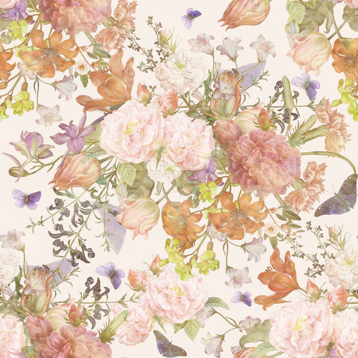 Muted Meadow Botanical Illustration Wallpaper⁠ in your room