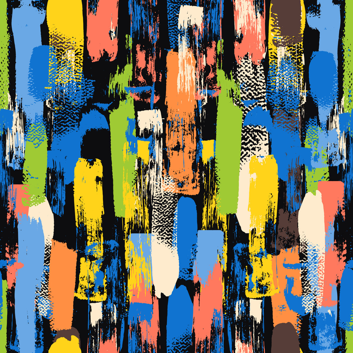 Eclectic Multicoloured Brushwork Art Wallpaper⁠ in your room — zoomed